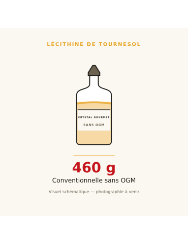 Lécithine de Tournesol Liquide Sans OGM 460 g | Crystal Gourmet