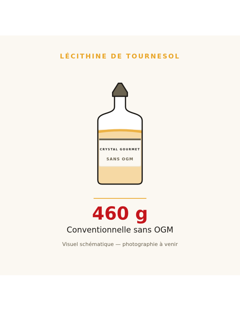 Lécithine de Tournesol Liquide Sans OGM 460 g | Crystal Gourmet