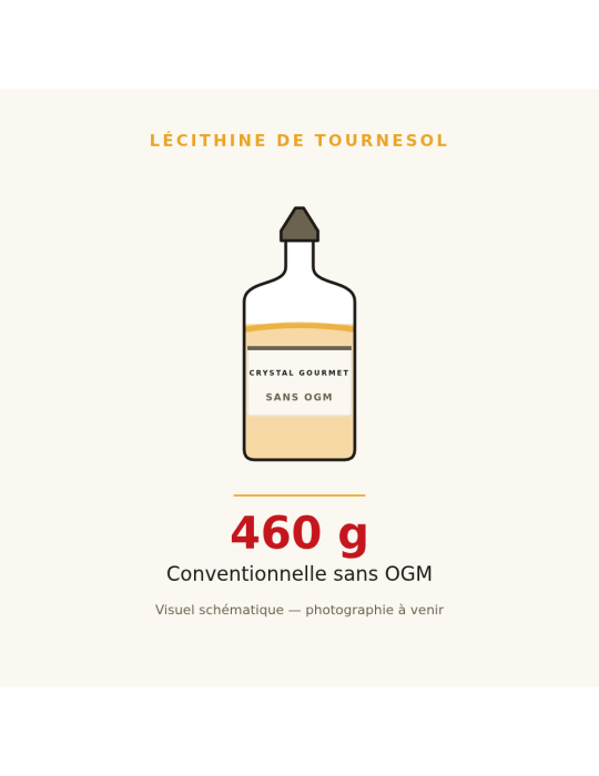 Lécithine de Tournesol Liquide Sans OGM 460 g | Crystal Gourmet