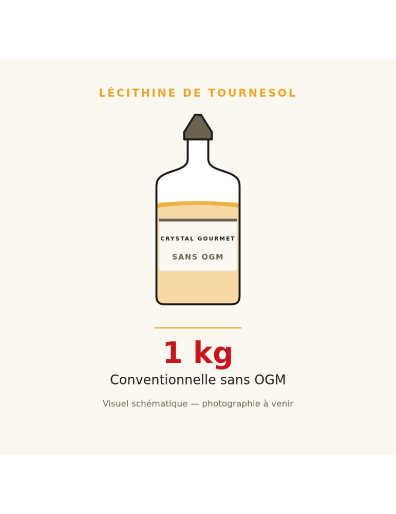 Lécithine de Tournesol Liquide Sans OGM 1 kg | Crystal Gourmet