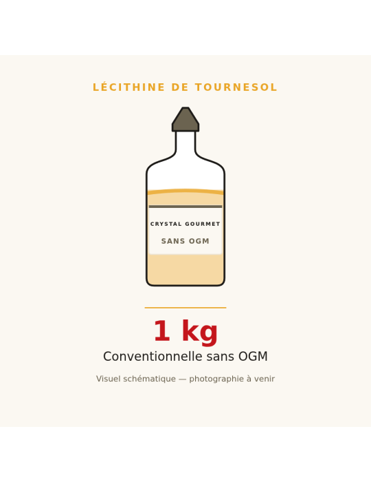 Lécithine de Tournesol Liquide Sans OGM 1 kg | Crystal Gourmet