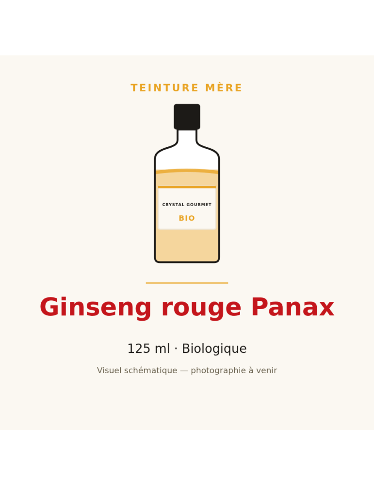 Teinture mère de Ginseng rouge Panax bio 125 ml - Panax ginseng