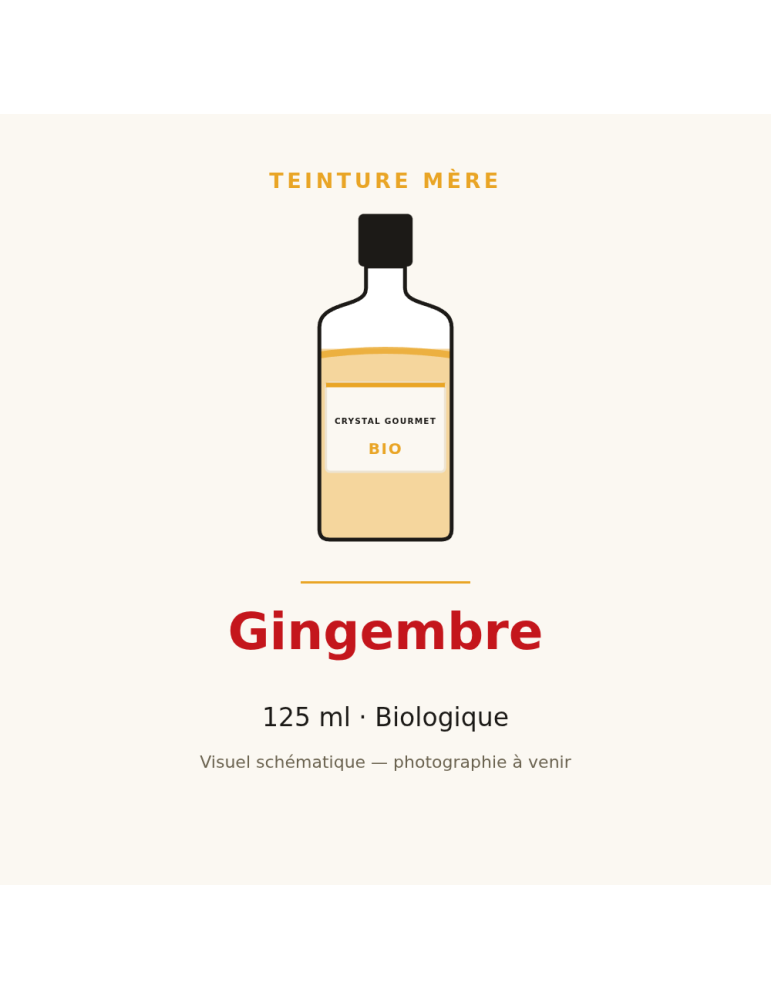 Teinture mère de Gingembre bio - 125 ml | Crystal Gourmet
