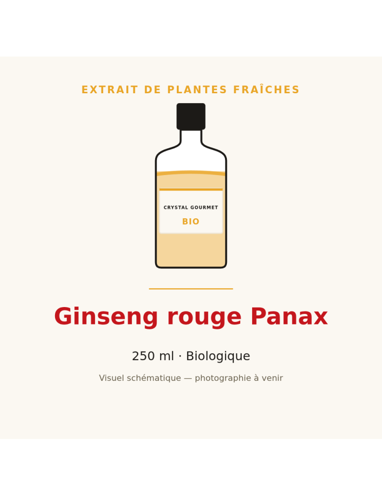 Extrait de plantes fraîches de Ginseng rouge Panax bio - 250 ml
