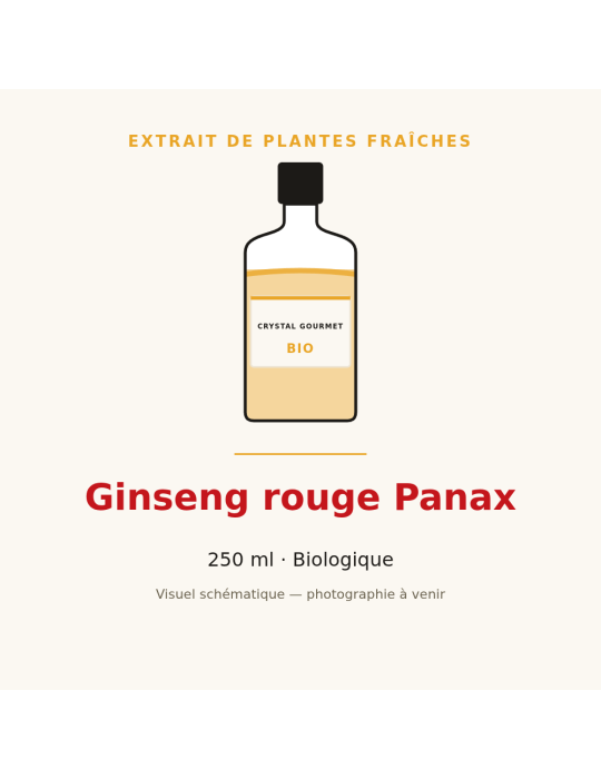 Extrait de plantes fraîches de Ginseng rouge Panax bio - 250 ml