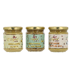 Trio de Moutardes Bio : nature, à l'ancienne et au miel