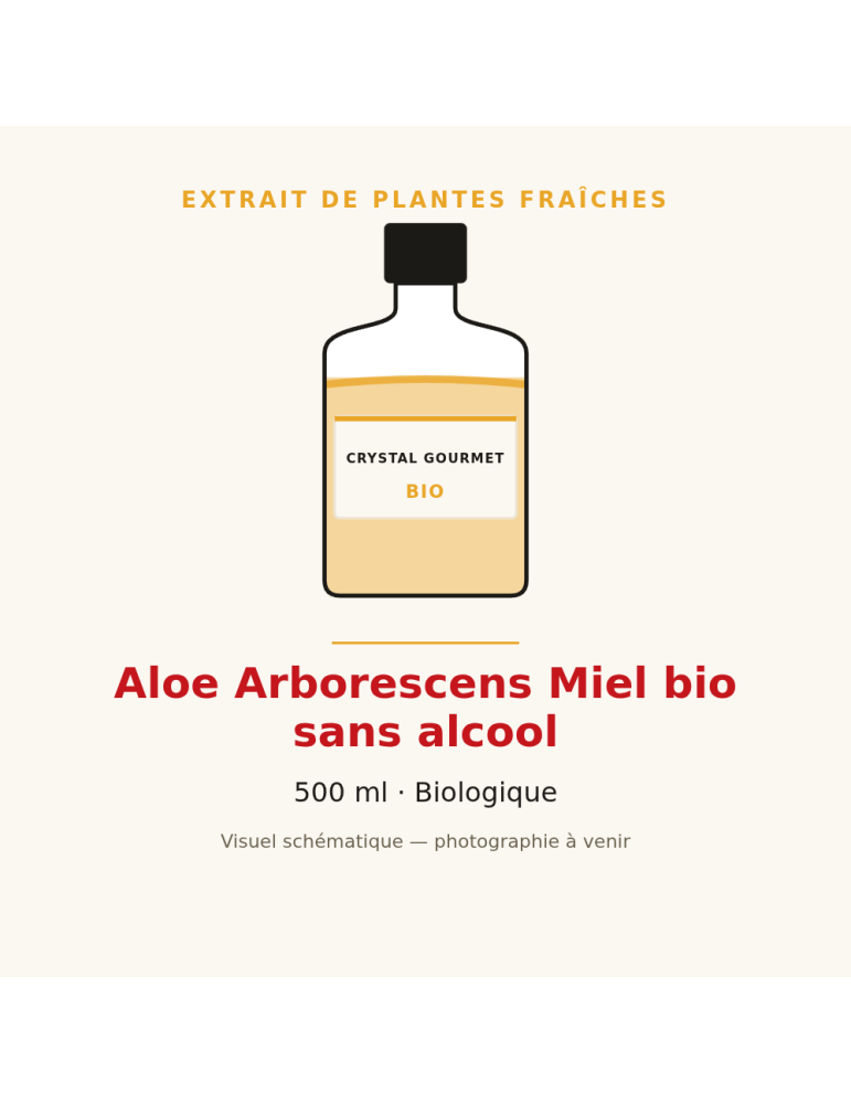 Aloe Arborescens Miel bio sans alcool - 500 ml
