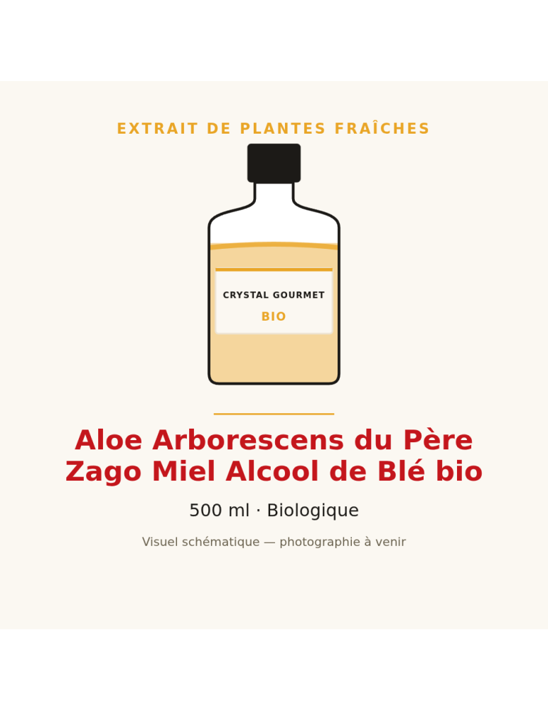 Aloe Arborescens du Père Zago Miel Alcool de Blé bio - 500 ml