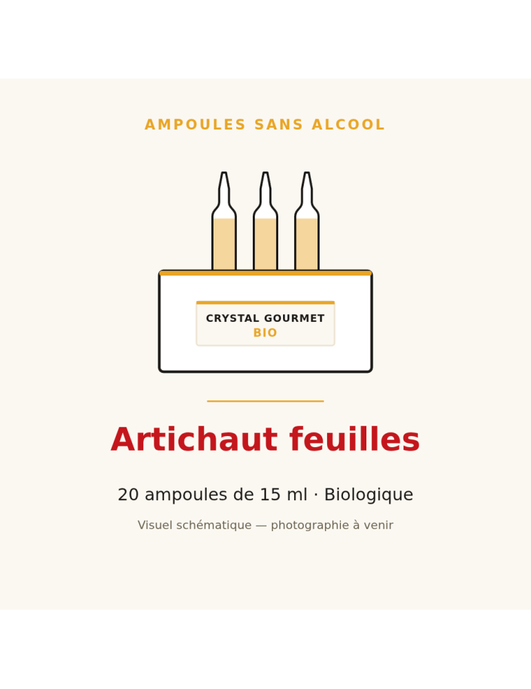 Artichaut feuilles bio en ampoules - 20 ampoules de 15 ml