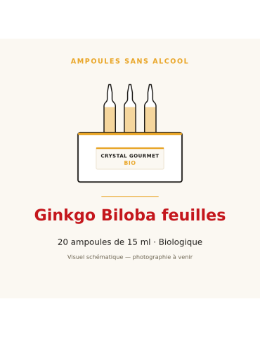 Ginkgo Biloba feuilles bio en ampoules - 20 x 15 ml