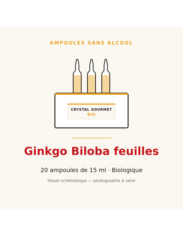 Ginkgo Biloba feuilles bio en ampoules - 20 x 15 ml