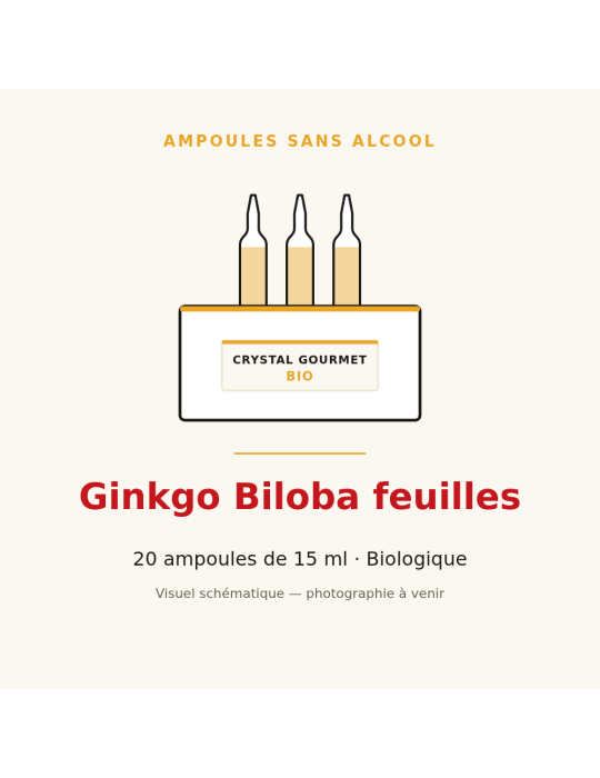 Ginkgo Biloba feuilles bio en ampoules - 20 x 15 ml