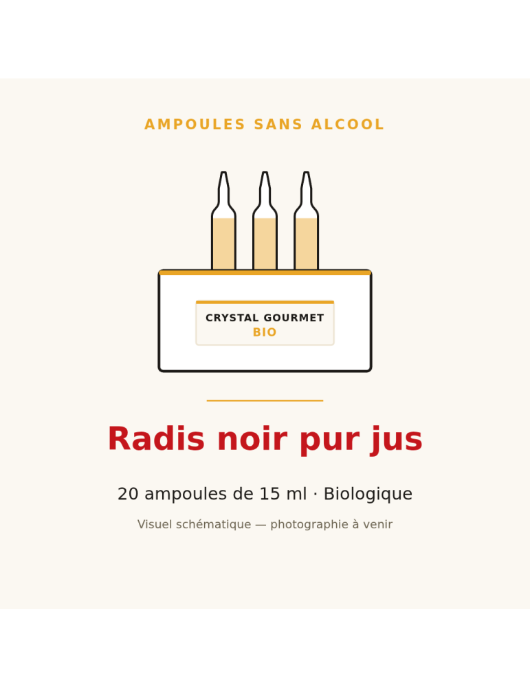 Radis noir bio pur jus en ampoules - 20 x 15 ml