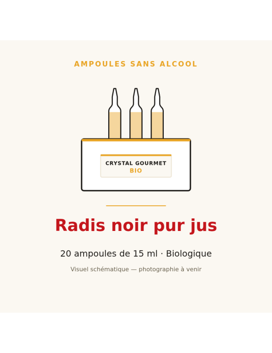 Radis noir bio pur jus en ampoules - 20 x 15 ml