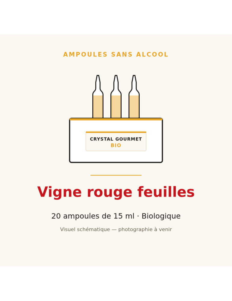 Vigne rouge feuilles bio en ampoules - 20 x 15 ml