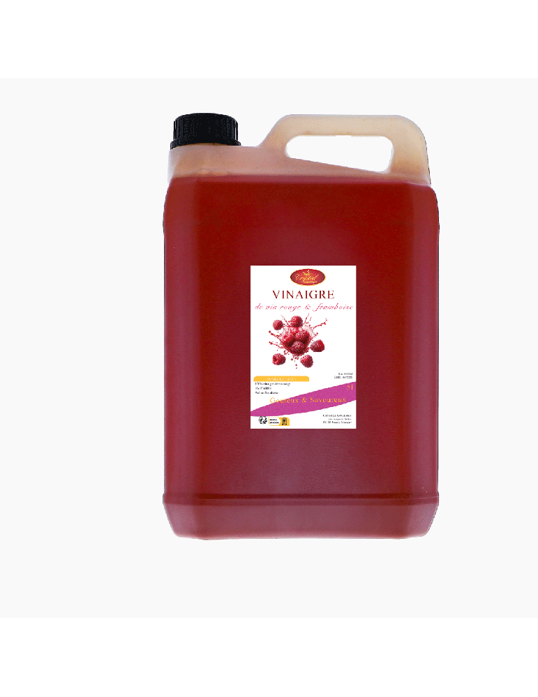 Vinaigre de Vin rouge aromatisé à la framboise - 5 litres