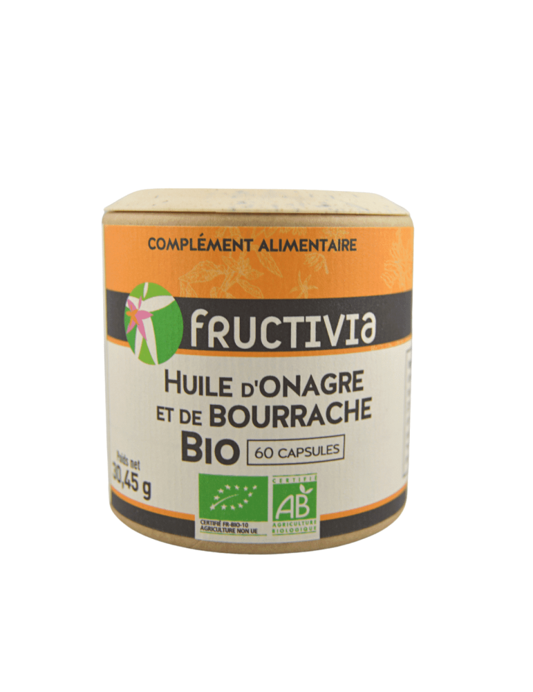 Onagre et Bourrache Bio - 60 capsules de 500 mg | Crystal Gourmet