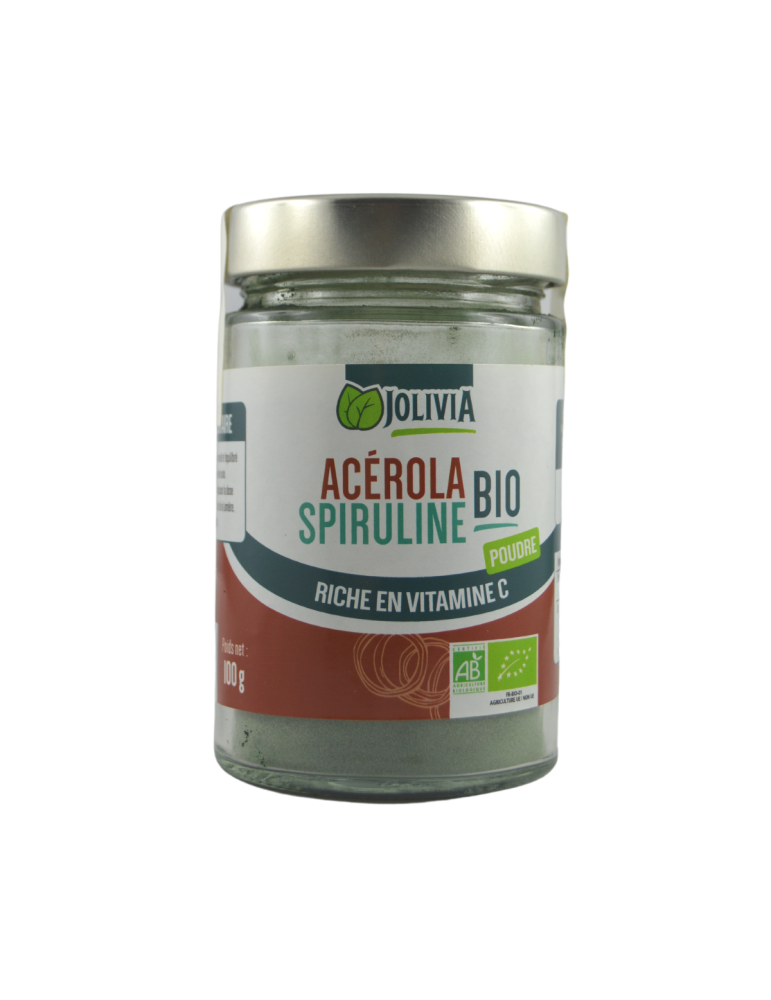 Acérola et spiruline bio en poudre - 100 g | Crystal Gourmet