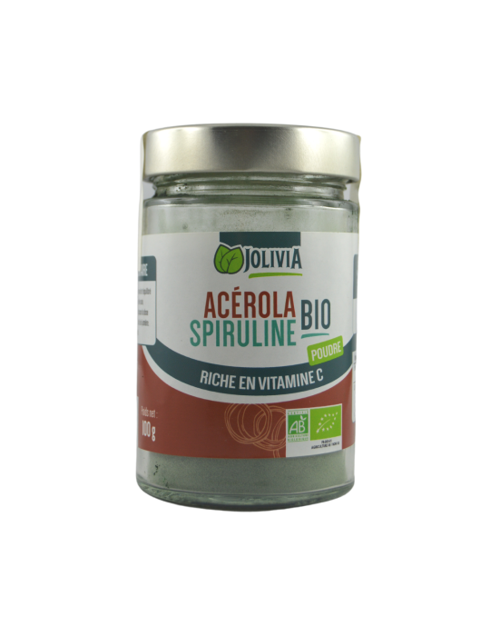 Acérola et spiruline bio en poudre - 100 g | Crystal Gourmet