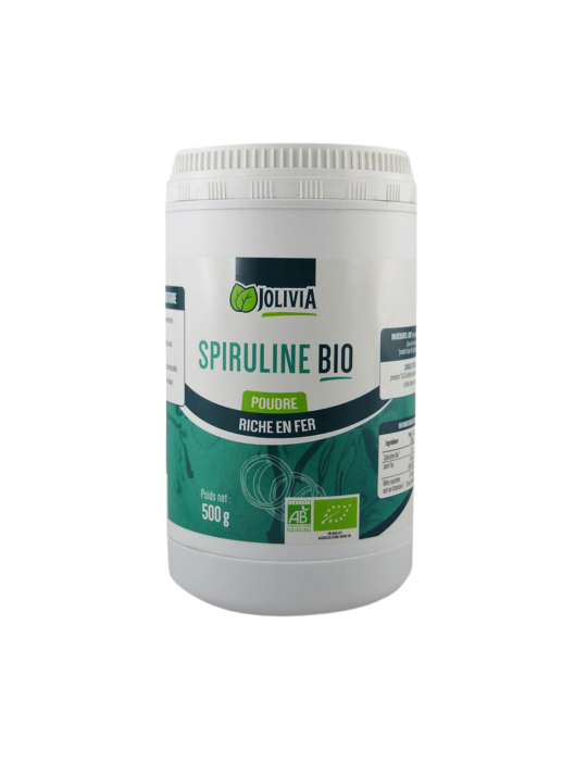 Spiruline Bio en Poudre - Pot de 500 g - Qualité Pure FR-BIO-01