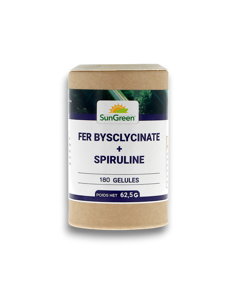 Fer bisglycinate et spiruline - 180 gélules | Crystal Gourmet
