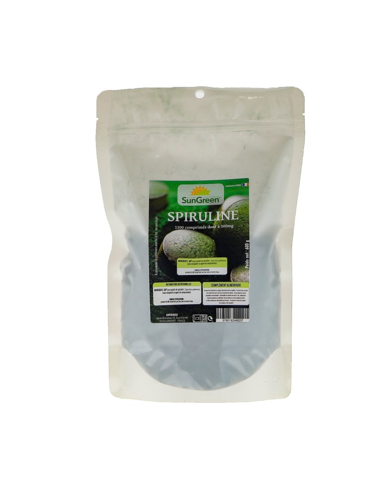 Spiruline SunGreen - 1200 comprimés | Crystal Gourmet