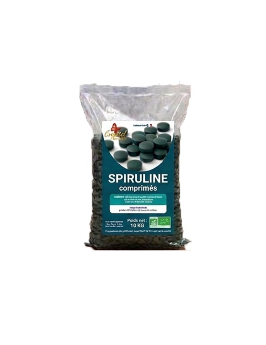 Spiruline bio en comprimés, vrac de 10 kg | Crystal Gourmet