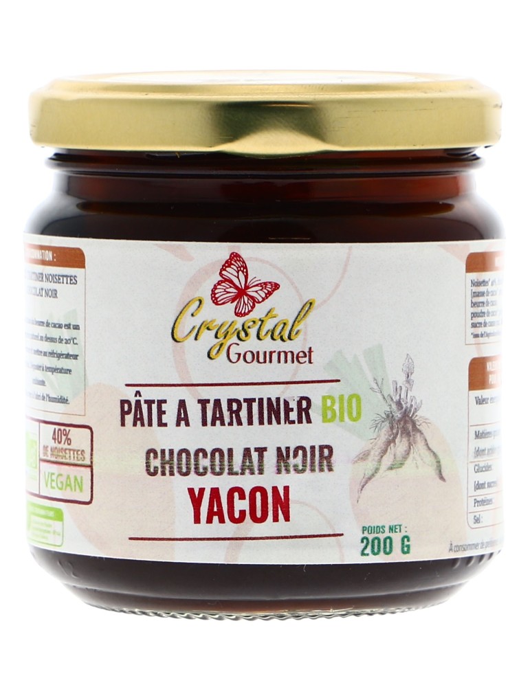 Pâte à Tartiner Chocolat Noir & Yacon Bio - Crystal Gourmet