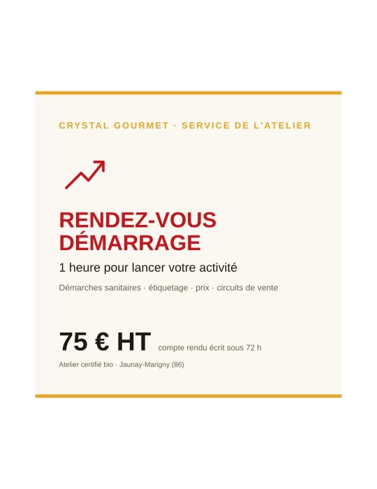 Rendez-vous démarrage : lancer son activité alimentaire (1 h) | Crystal Gourmet